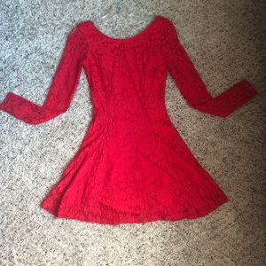 Red Lace Skater Dress